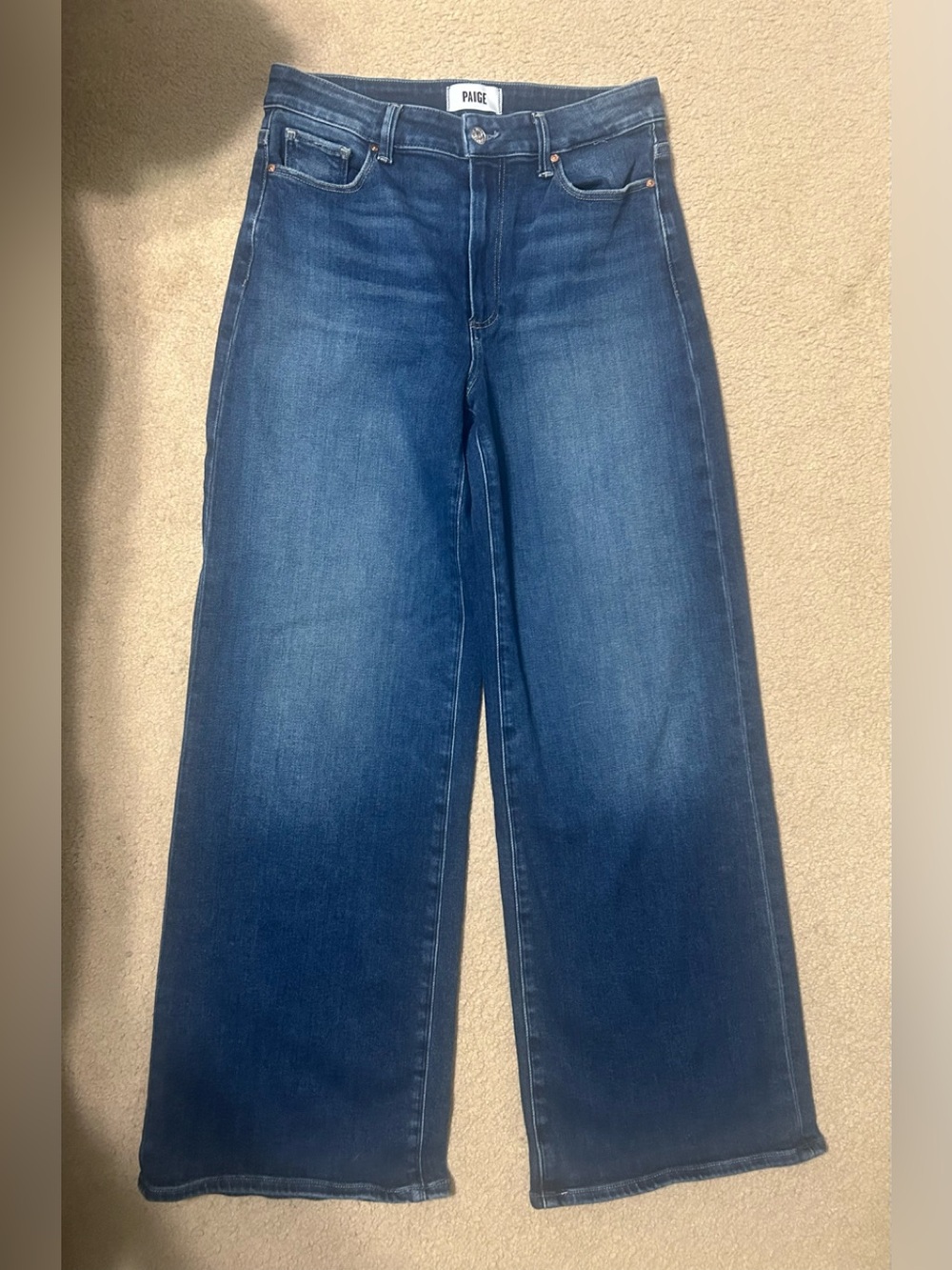 Paige Anessa full length finished hem wide leg jeans 29